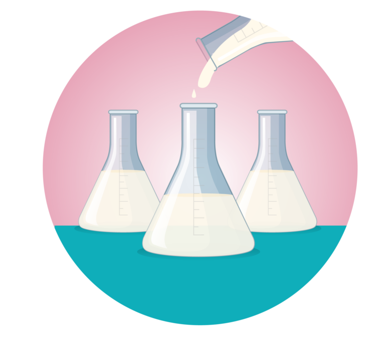 Illustration of milk in lab setting